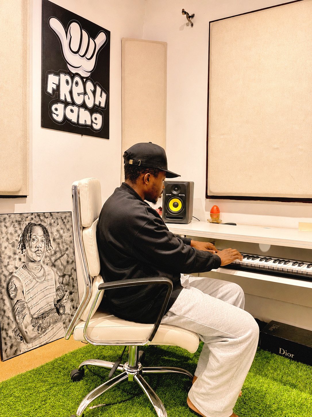 Abel at work in a recording studio
